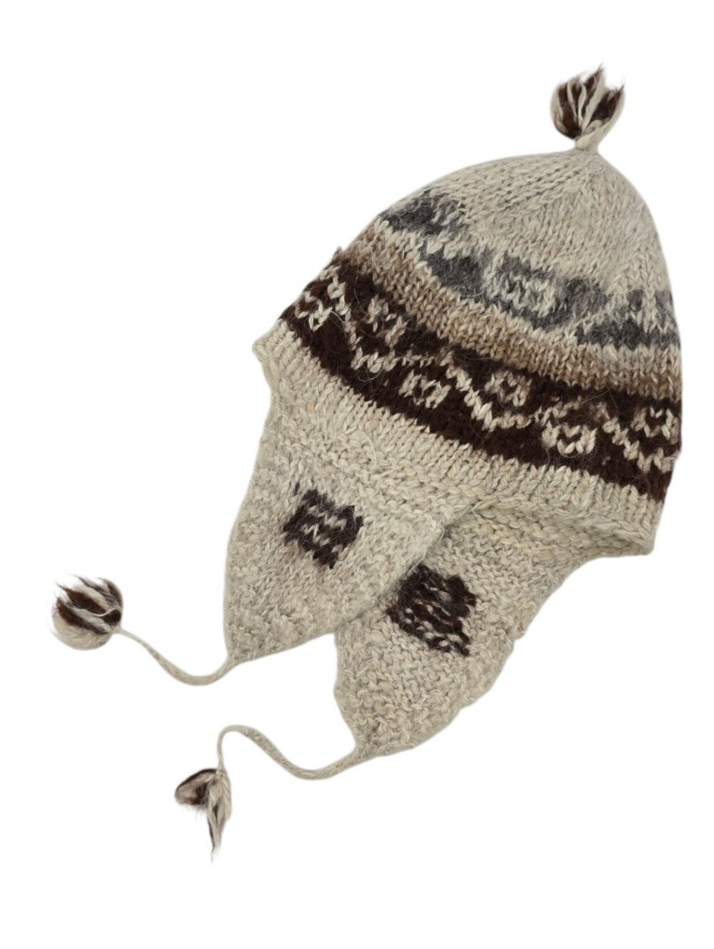 Vintage Alpaca Peruvian Ear Flap Winter Hat One Size Adult